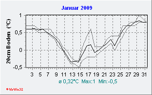 Januar 2009 Bodentemperatur -20cm