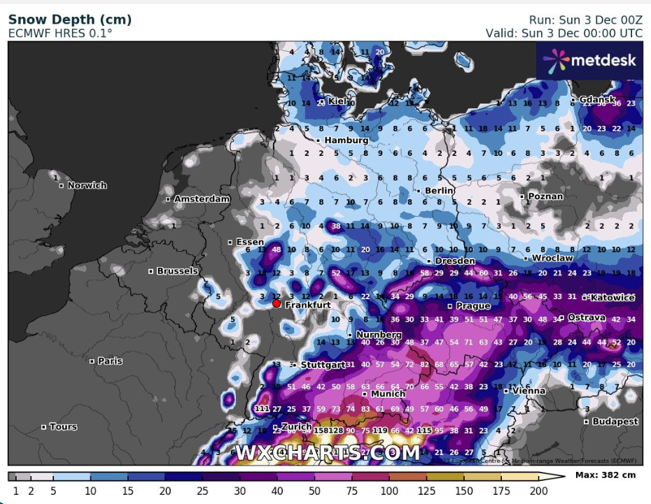 20231203 wxcharts snowdepth germany